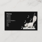Carte De Visite Chat blanc sur clés de piano (Devant)