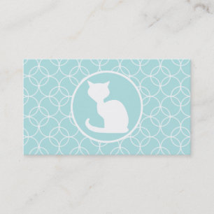 Carte De Visite Chat blanc sur des cercles de bleus layette