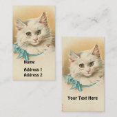 Carte De Visite Chat blanc Vintage (Devant / Derrière)