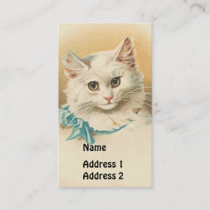 Carte De Visite Chat blanc Vintage