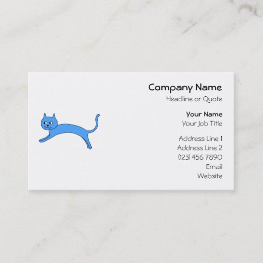 Carte De Visite Chat bleu sautant (Devant)