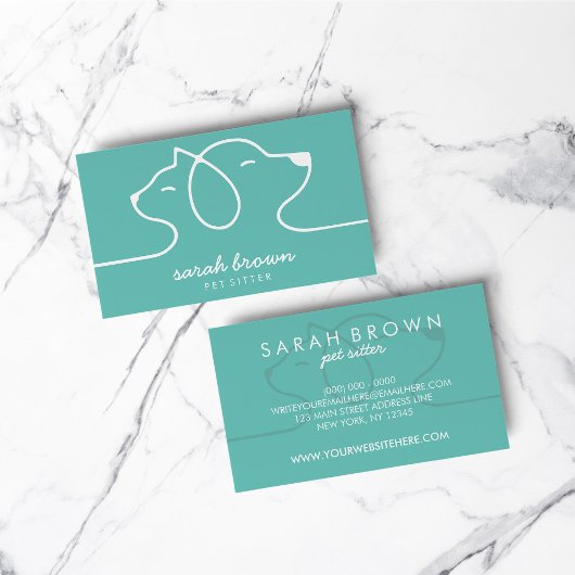 Carte De Visite Chat Chien Ligne Logo Petsitter Green
