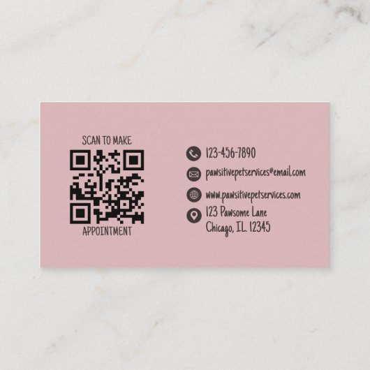 Carte De Visite Chat chien rose chatte mignon pour animal de compa (Dos)