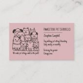 Carte De Visite Chat chien rose chatte mignon pour animal de compa (Devant)