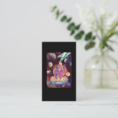 Carte De Visite Chat cosmique équitation Llama Alpaca Turtle Space (Debout devant)