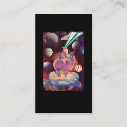 Carte De Visite Chat cosmique équitation Llama Alpaca Turtle Space (Devant)
