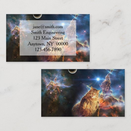 Carte De Visite Chat dans l'espace (Devant / Derrière)