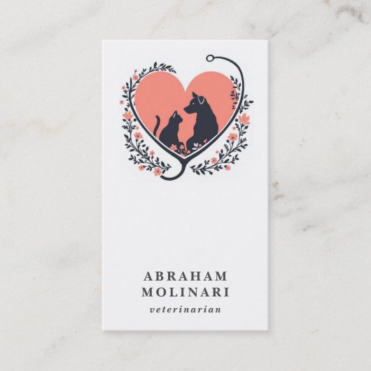 Carte De Visite Chat de chien Stethoscope Logo Nomination vétérina (Devant)