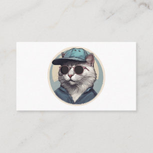 Carte De Visite Chat de dessin animé avec lunettes de soleil