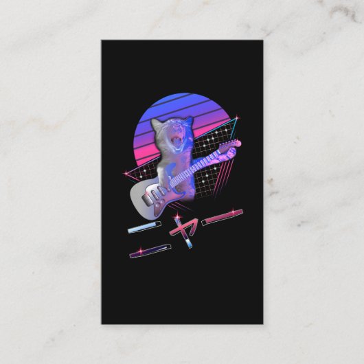 Carte De Visite Chat de guitare électrique Vaporwave 80s 90s Music (Devant)