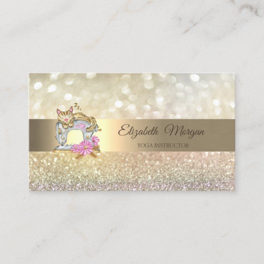 Carte De Visite Chat de machine à coudre Bokeh élégant (Devant)