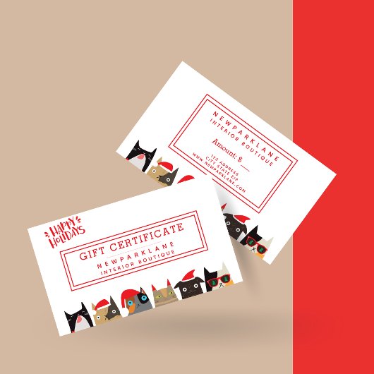 Carte De Visite Chat de Noël Cartoons de chats de Noël