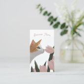 Carte De Visite Chat de printemps et art floral (Debout devant)