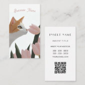 Carte De Visite Chat de printemps et art floral (Devant / Derrière)