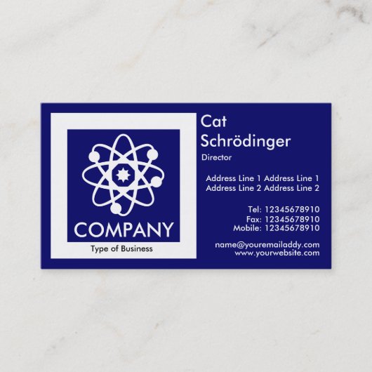 Carte De Visite Chat de Schrödinger - Bleu foncé (Devant)