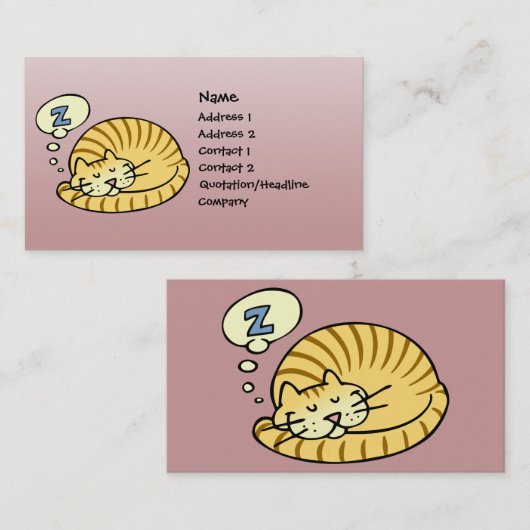 Carte De Visite Chat de sommeil (Devant / Derrière)