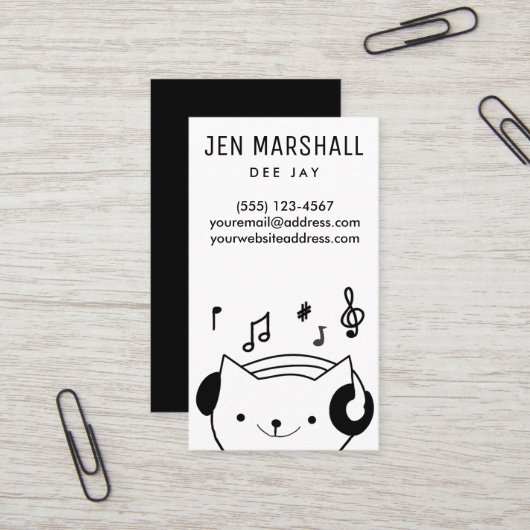 Carte De Visite chat DJ (Devant/Arrière en situation)