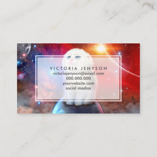 Carte De Visite Chat en train de pleurer dans l'espace (Dos)