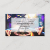 Carte De Visite Chat équitation dinosaure licorne dans l'espace (Dos)