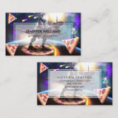 Carte De Visite Chat équitation dinosaure licorne dans l'espace (Devant / Derrière)