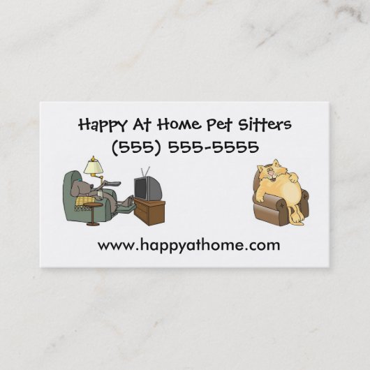 Carte De Visite Chat et chien regarder la télévision dans les chai (Devant)