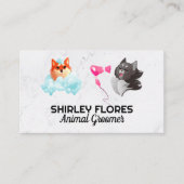 Carte De Visite Chat et chien se lave | Groomer (Devant)
