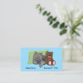 Carte De Visite Chat gris ours en peluche (Debout devant)