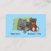 Carte De Visite Chat gris ours en peluche (Devant)