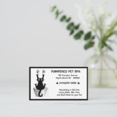 Carte De Visite Chat Groomer Animaux Dans Bain Noir Blanc (Debout devant)