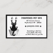 Carte De Visite Chat Groomer Animaux Dans Bain Noir Blanc (Devant)