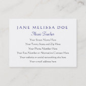 Carte De Visite Chat jouant le violoncelle - bilatéral (Dos)