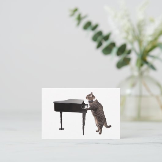 Carte De Visite Chat Jouer Piano (Debout devant)