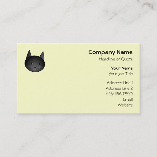 Carte De Visite Chat. Kitty. noir adorable (Devant)