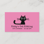 Carte De Visite Chat Kitty Noir mignon | Fun Feline | Animal ironi (Devant)