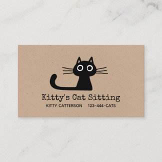 Carte De Visite Chat Kitty Noir mignon | Fun Feline | Animal ironi