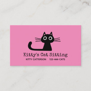 Carte De Visite Chat Kitty noir rose   Amoureux des animaux lunati