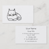 Carte De Visite Chat - logo de symbole d'art de dessin de minou (Devant / Derrière)