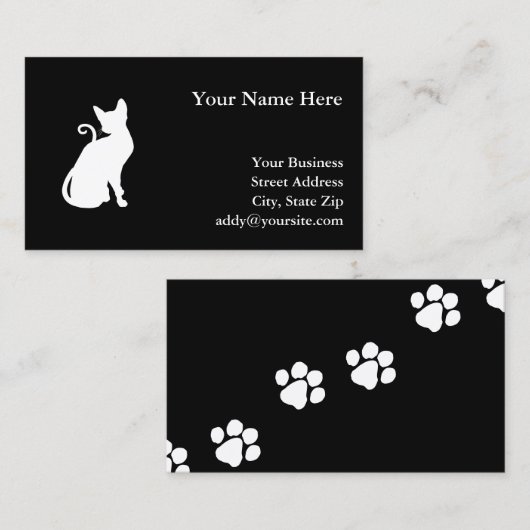 Carte De Visite Chat Maison Blanche (Devant / Derrière)