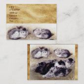 Carte De Visite CHAT MÈRE AVEC CUISINE Monogramme de parchemin (Devant / Derrière)