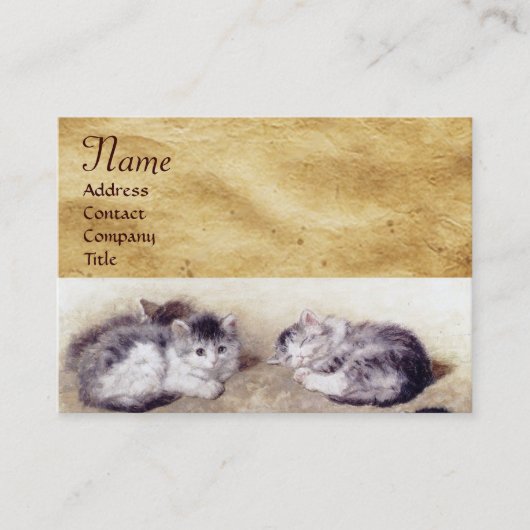 Carte De Visite CHAT MÈRE AVEC CUISINE Monogramme de parchemin (Devant)