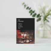 CARTE DE VISITE CHAT MÈRE JOUER AVEC CUISINE (Debout devant)