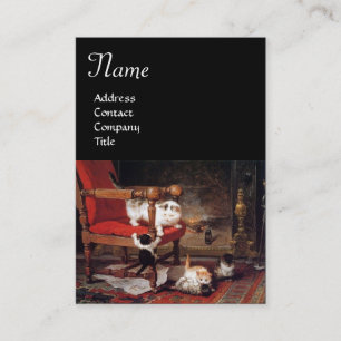 CARTE DE VISITE CHAT MÈRE JOUER AVEC CUISINE