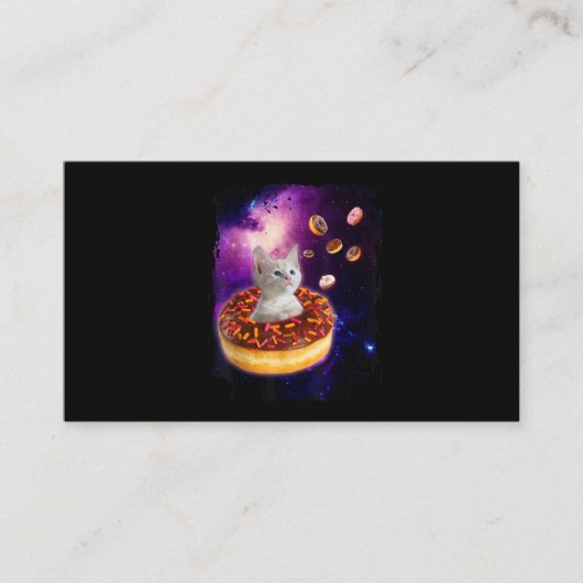 Carte De Visite Chat Mignon à l'Intérieur de Donut Dans l'Espace A (Devant)