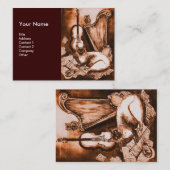 Carte De Visite CHAT MUSICAL, Brown et blanc (Devant / Derrière)