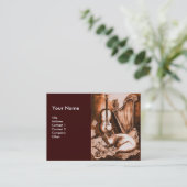 Carte De Visite CHAT MUSICAL, Brown et blanc (Debout devant)