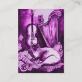 Carte De Visite CHAT MUSICAL, papier perle violet et blanc (Dos)