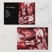 Carte De Visite CHAT MUSICAL, Rouge et Blanc Noir (Devant / Derrière)