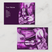 Carte De Visite CHAT MUSICAL, violet et blanc (Devant / Derrière)