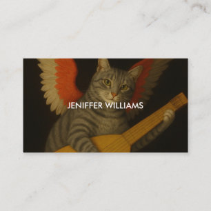 Carte De Visite Chat musicien ailé jouant du luth Art