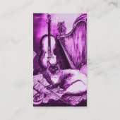 Carte De Visite CHAT MUSIQUE AVEC OWL, Blanc violet (Dos)